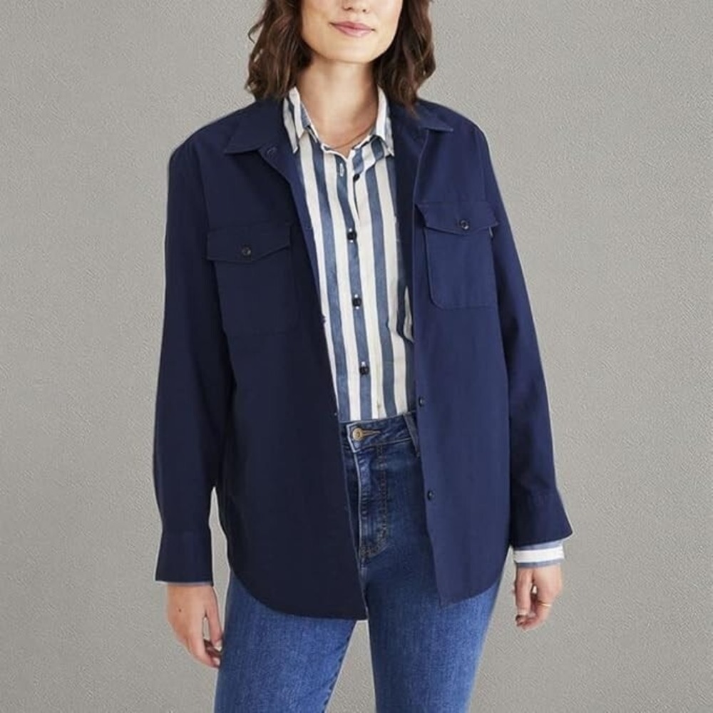 Universal Thread Shirt Jacket Womens M Navy Blue Utility Shacket Button Up